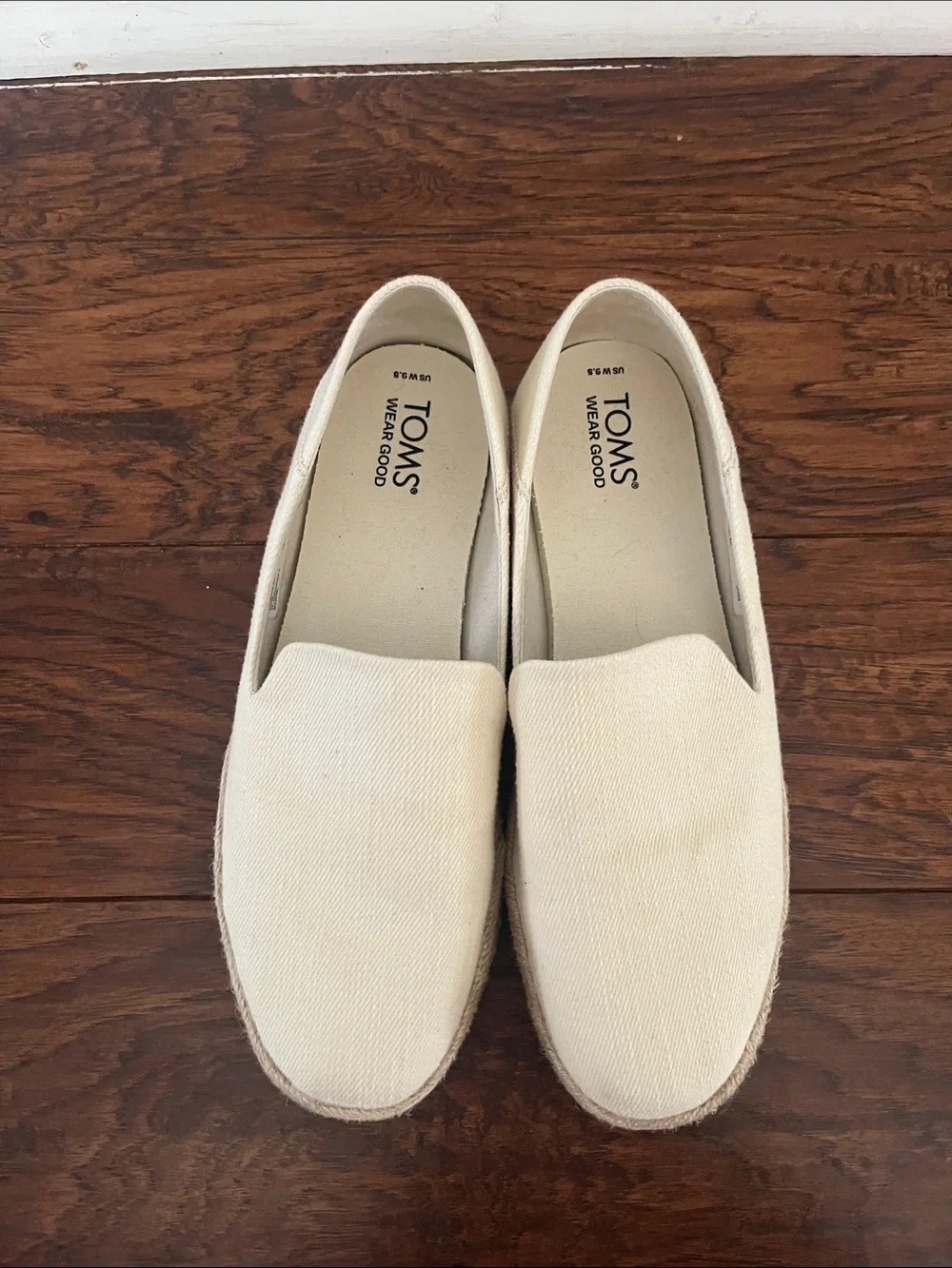 TOMS Cream Canvas Espadrille Slip-Ons